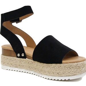 Soda Black Platform Espadrille Sandals